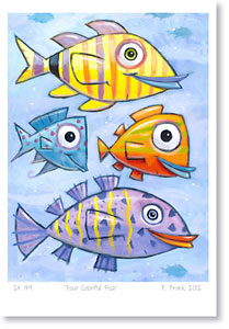 F. Frank New Fish Art - Colorful, fun, graphic fish paintings.Bunte Fische Kunst Gemälde von Künstler F. Frank.