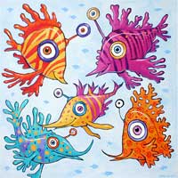 colorful, fish, art, F. Frank