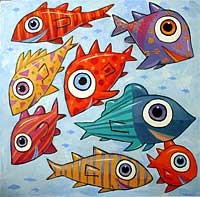 colorful, fish, art, F. Frank