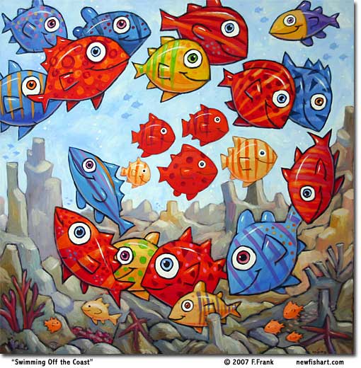 colorful,fish art,fish painting,fish,artist,blue,orange