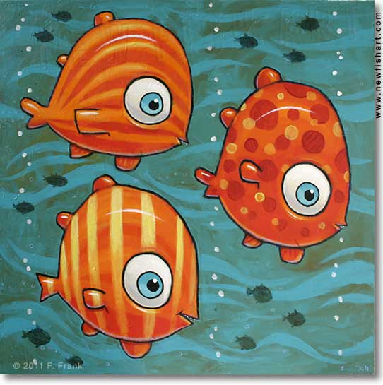Three Colorful Piranhas,fish,frank